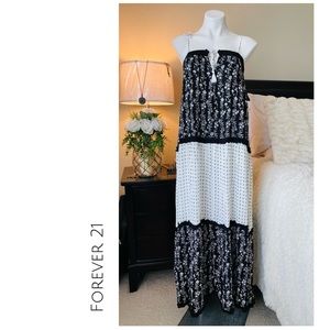 Forever21 Patternblock Tasseled Maxi Dress S, M NWT